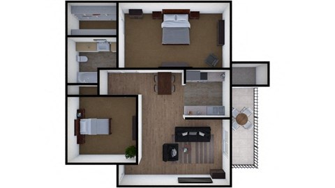 Floor plan for 2 beds, 1 bath, 1150 sqft